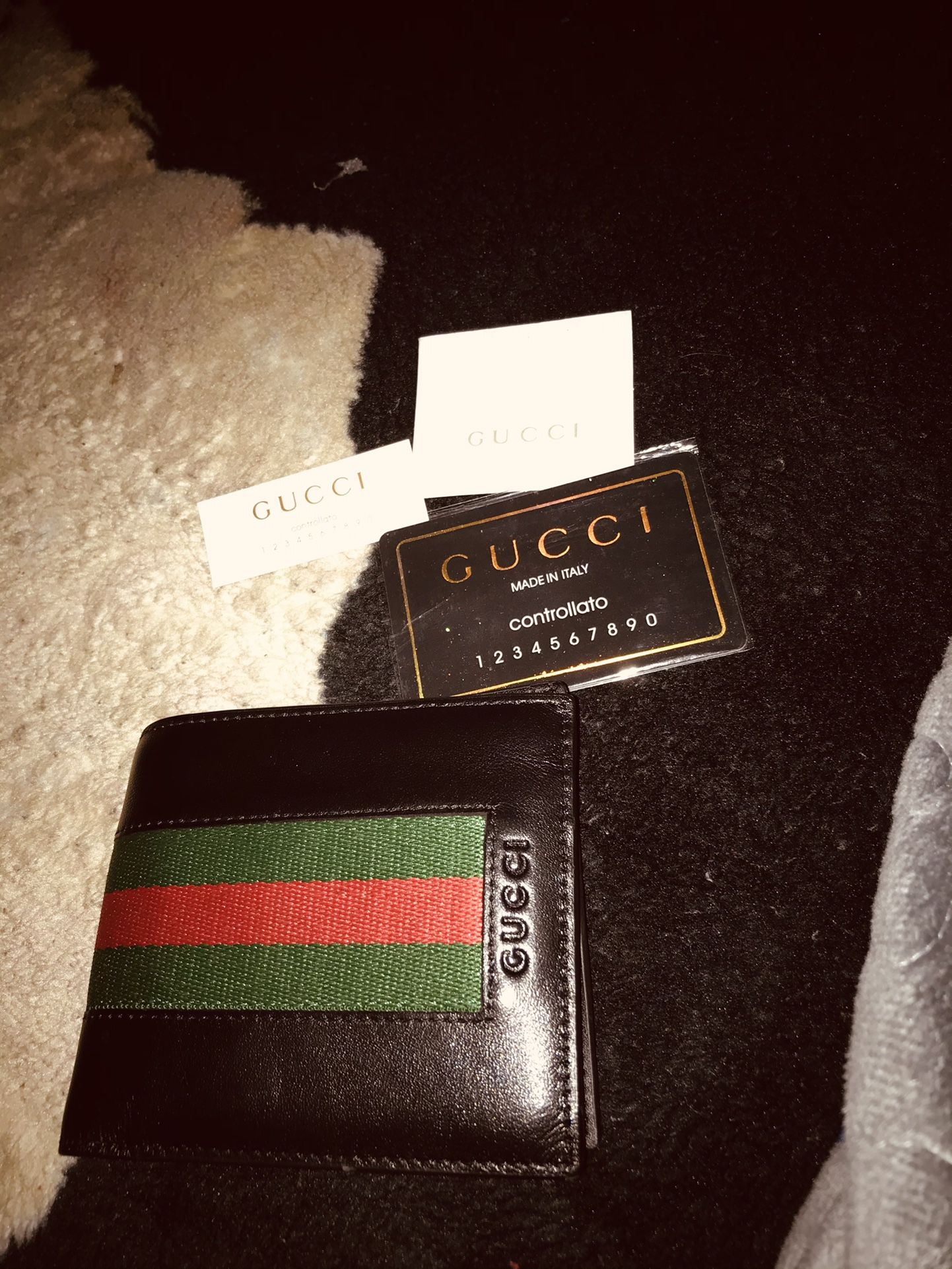 Gucci Wallet red and green stripes leather