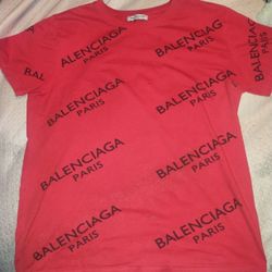 Authentic Red And Black Balenciaga All Around Tee Shirt  