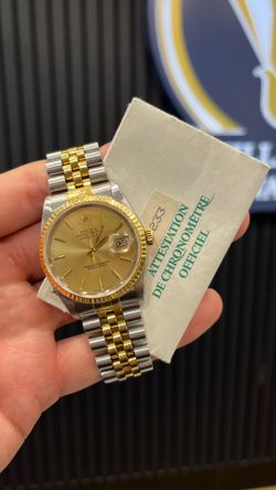 Rolex Datejust 36MM Champagne Stick Dial on Two Tone Jubilee