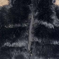 Black Crop Puffer Real Fur And Real leather