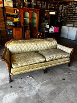 Antique Victorian Carved Wood Claw Foot Sofa