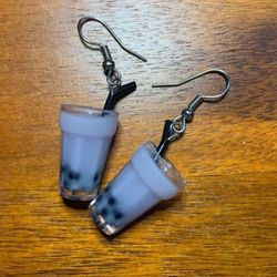 Light Purple Boba Drink Cup Straw Hook Earring Dangle Drop