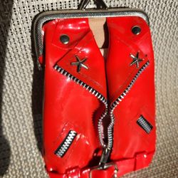 Vintage Purse Leather Red Motorcycle Jacket