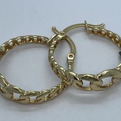 18K Gold Cuban Earrings. New 