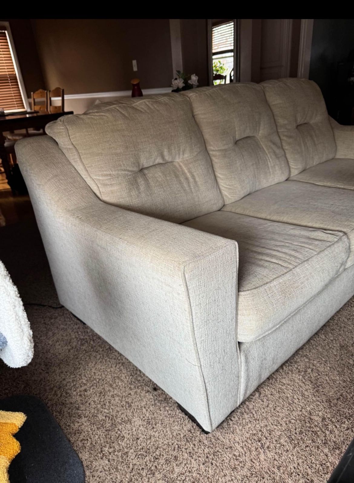beautiful Beige Fabric Sofa Bed - Excellent Condition