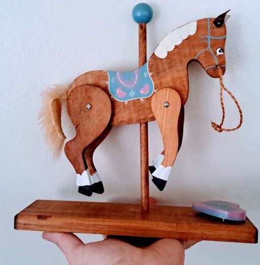 Vintage •Wooden Carousel Horse•10 1/2 inches Tall•Hand Crafted•Great  Condition•