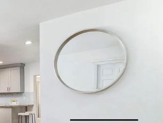 Mirror - large, round, silver