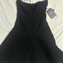 Herve Leger black strapless dress