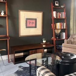 Vintage coffee table and ottoman/stool