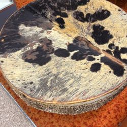 African Drum Wood/Hide Table