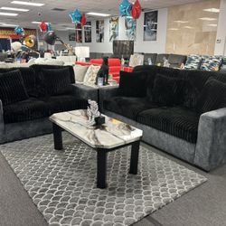 Black SOFA&LOVESEAT Set For Sale(NEW) Plush Fabric 45% Off