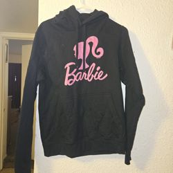 Black Barbie hoodie with pink logo