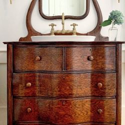 Antique 4 Drawer Mirrored Dresser