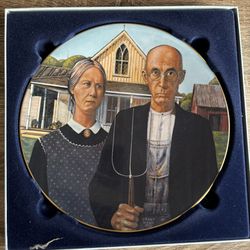 Vintage (1981) Grant Wood American Gothic River Shore Plate 