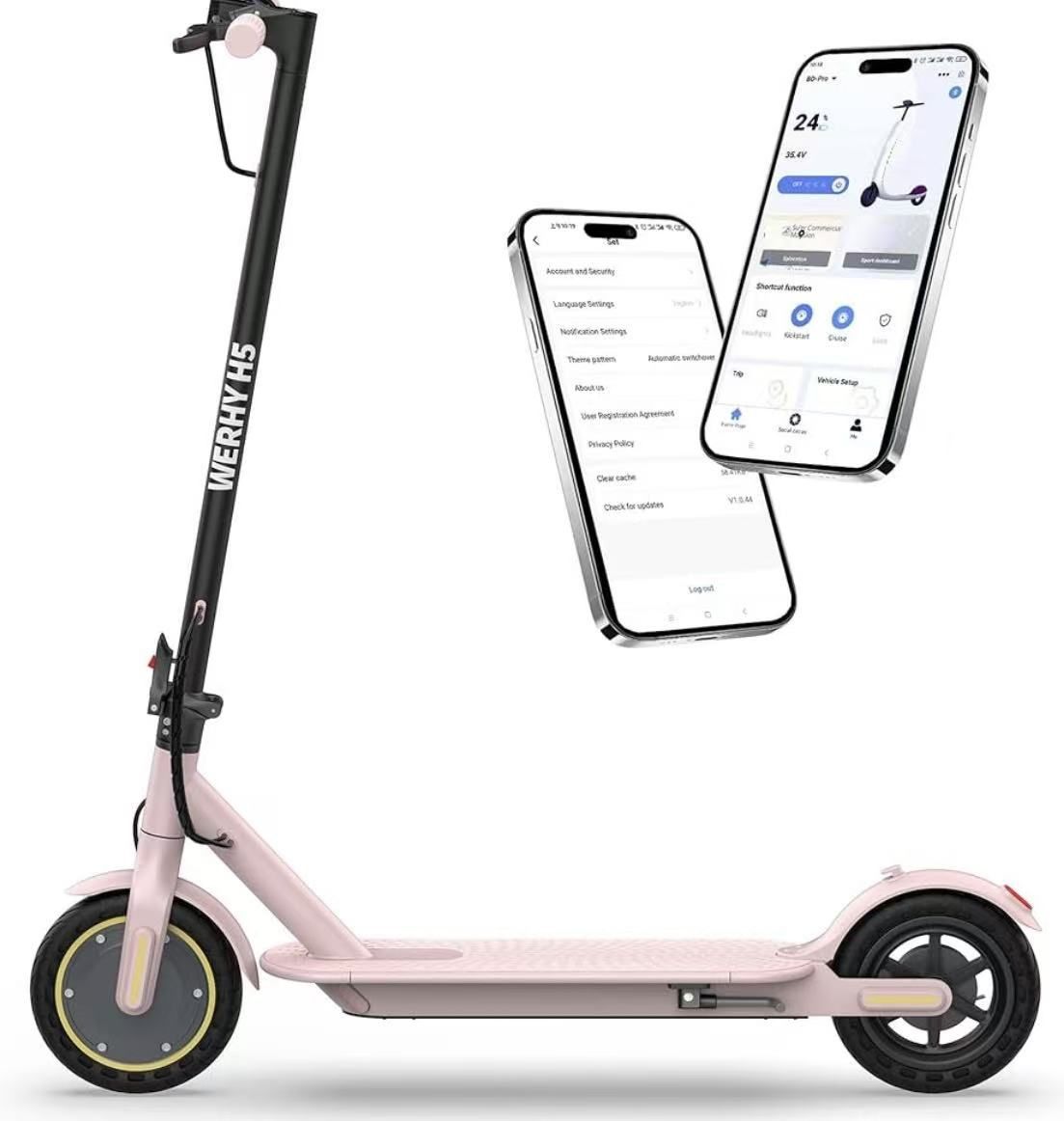 350W/500W Powerful Motor, 19/22 MPH Max Speed, 28/25/23/15 Miles Range, Lightweight Foldable E-Scooter with Dual Braking Systems, Smart APP