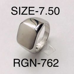 Signet Square Silver Tone Ring for Men & Women: Size-7.50/RGN-762