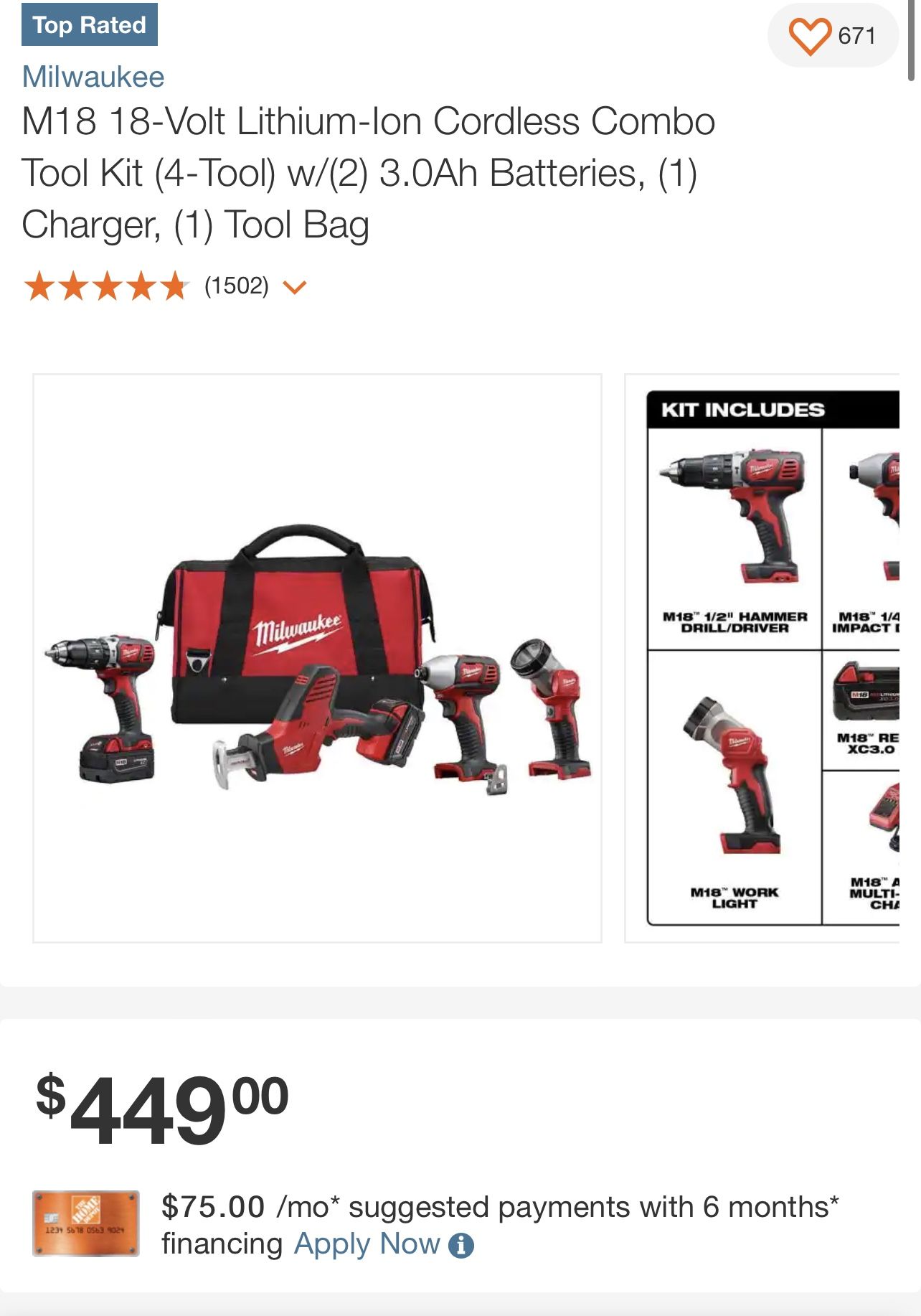 Milwaukee M18 18-volt Tool Kit 