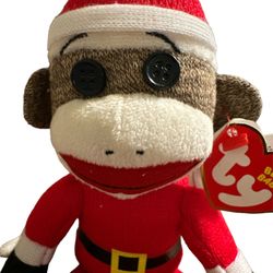 Ty Beanie Babies Sock Monkey - Santa    Ty Beanie Babies Sock Monkey - Santa 2012 9”