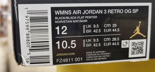 Air Jordan Retro 3 X A Ma Maniere While You Were Sleeping SZ 12