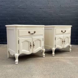 Pair of French Provincial Style Cream Painted Night Stands, c.1960’s - Delivery Available