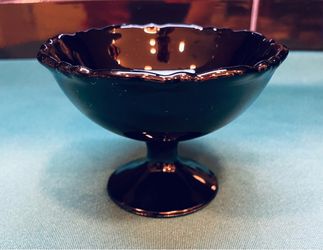 Vintage LE.Smith Mt. Pleasant black amethyst pedestal dish