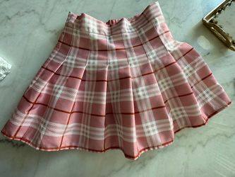 Pink And Red Pleated Skirt (S) 