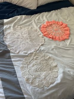 Set of 3 beautiful Vintage Crochet Doilies $15 each or $40 all