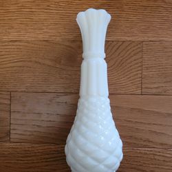 Milk Glass Pineapple Pattern Bud Vase