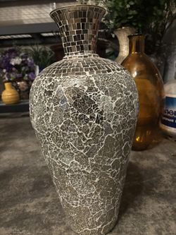 Decorative Mosaic Silver Floor Vase