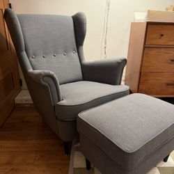 IKEA   STRANDMON Armchair and ottoman