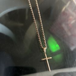 14k Gold Rope Chain With 14k Gold Cross Pendant All14k 