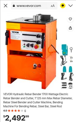 VEVOR Hydraulic Rebar Bender and Cutter 1700W