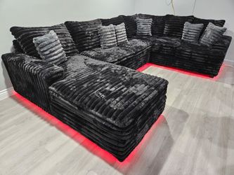 Gourges Oversize Sectional Corduroy Fabric Custome Set W/ LED Light $1799