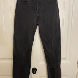 Vintage 90s Levi’s (contact info removed) Black Denim Jeans, Mens 36x34, Straight Leg Button Fly