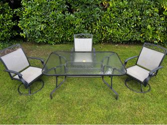 Outdoor Glass Table and 3 Chairs
