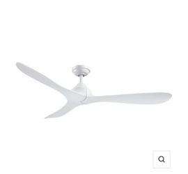 56 in. Eon Modern 3-Blade Reversible DC Ceiling Fan with Remote Control, White, No Light