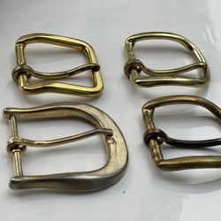 4 Multi Brass Color Buckles Assortment Of Sizes