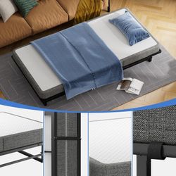 New 75" x 38" Twin Folding Bed with Mattress,Portable Rollaway Guest Bed for Adults,75" x 38"Twin Size Bed Frame with Memory Foam Mattress,Space-Savin