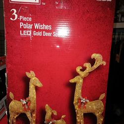 3 Piece Polar Wishes LED Gold Deer Scene