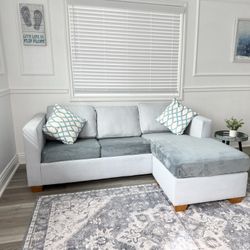 Beautiful Light Blue Sleeper Sofa Reversible Chaise 