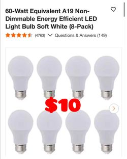 LED Bulbs A19 60W -$10/box