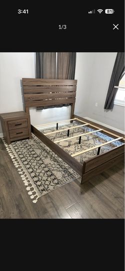 Queen bed frame, night stand
