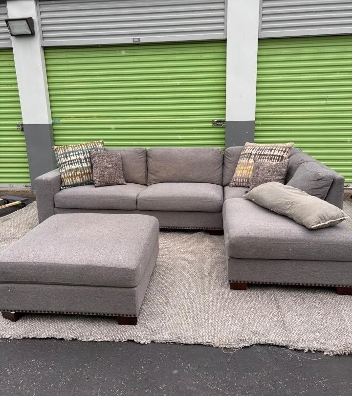 Gray L-shape Sofa With Ottoman Storage