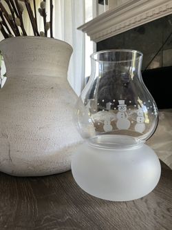 Vintage Princess House Hurricane Lamp & Globe Snowman