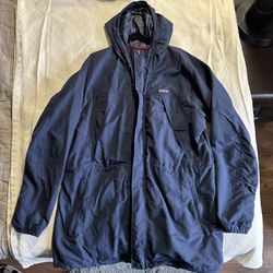 Patagonia Mens Recycled Nylon Parka XL - Navy Blue Long Jacket