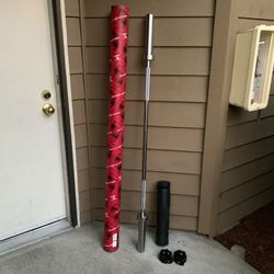 Olympic Barbells - 5 Feet - 10 KG (22 LB) - 400 LB Capacity with Pair Of Collars and Squat Pad - All Brand New