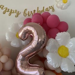 Large Number # Two 2 Balloon Daisy Theme Birthday Baby Shower Anniversary Wedding Decoration Decor 