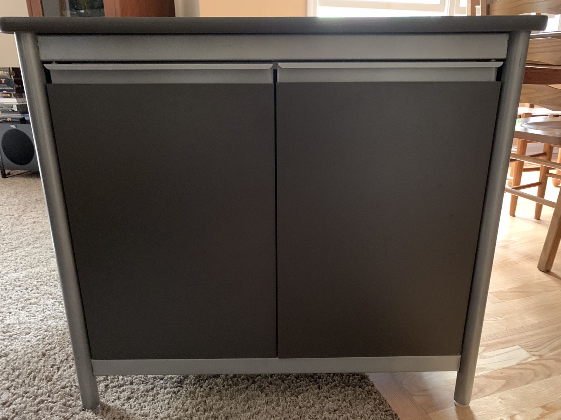 Dark grey metal commercial grade storage cabinet