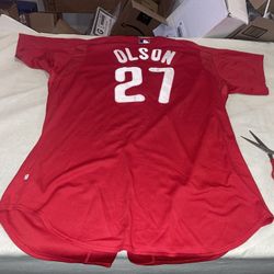 Game Used Matthew Olson Philadelphia Phillies Jersey MLB Milb Men 50 Red Bp
