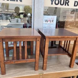 Solid Wood Mission Style End Tables (Pair) – Excellent Condition